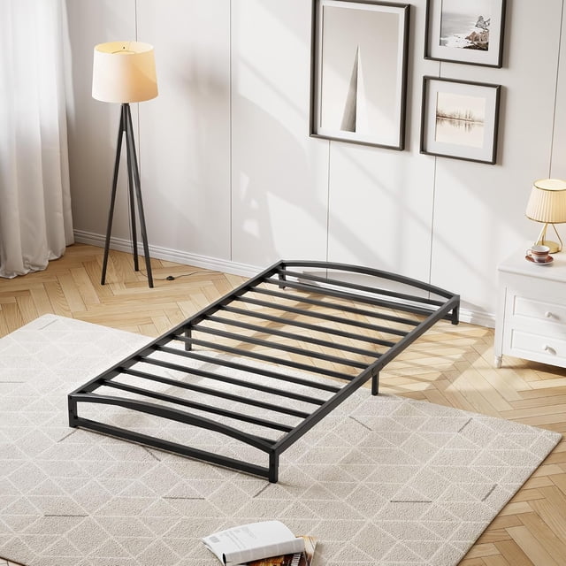 Low Profile Twin XL Bed Frame, 6 Inch Heavy Duty Metal Twin XL Size Platform Bed Frame, Mattress Foundation with Steel Slat Support, No Box Spring Needed, Easy Assembly, Black