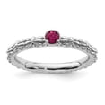 thumbnail image 3 of Auriga 925 Sterling Silver Created Ruby Single Stone Ring for Women Size- 7, 3 of 6