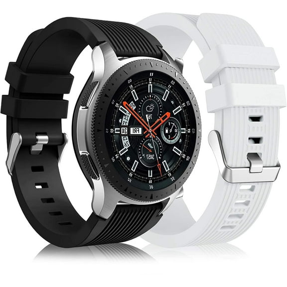 PINHEN 2 Pack Compatible for Samsung Galaxy Watch 3 Band 45mm/Galaxy Watch Band 46mm/Gear S3 Frontier, 22mm Smart Watch Band Silicone Casual Straps Accessories for Men Women
