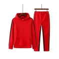 thumbnail image 2 of Fangasis Mens Loungewear Long Sleeve Gym Sets Two Pieces Homewear Men Casual Outfit Set Elastic Waist Pants Winter Tracksuit Red M, 2 of 4