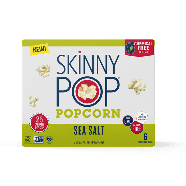SkinnyPop Sea Salt Microwave Popcorn, 2.8 Oz. Bags, 6 Ct