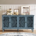 thumbnail image 4 of Aukfa 60" Antique Buffet Cabinet with Floral Carved Doors, Solid Wood Sideboard TV Stand for Kitchen Dining Living Room,Blue, 4 of 8