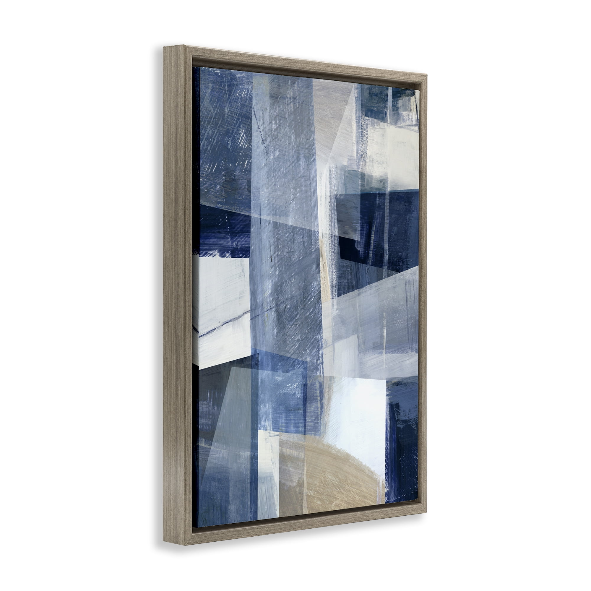 Stupell Industries Oblique Geometric Shapes Abstract Painting Brown Floater Framed Canvas Art Print Wall Art, 17 x 25