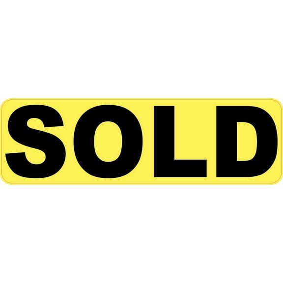 10in x 3in Yellow Sold Sticker Vinyl Real Estate Sale Sign Decal Stickers