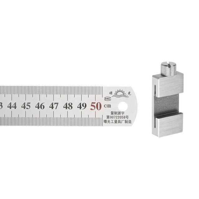 Unique Bargains Stainless Steel Ruler with Scriber Block 20' Metric Inch Ruler with 30mm Locating Vernier Slider, Silver Tone