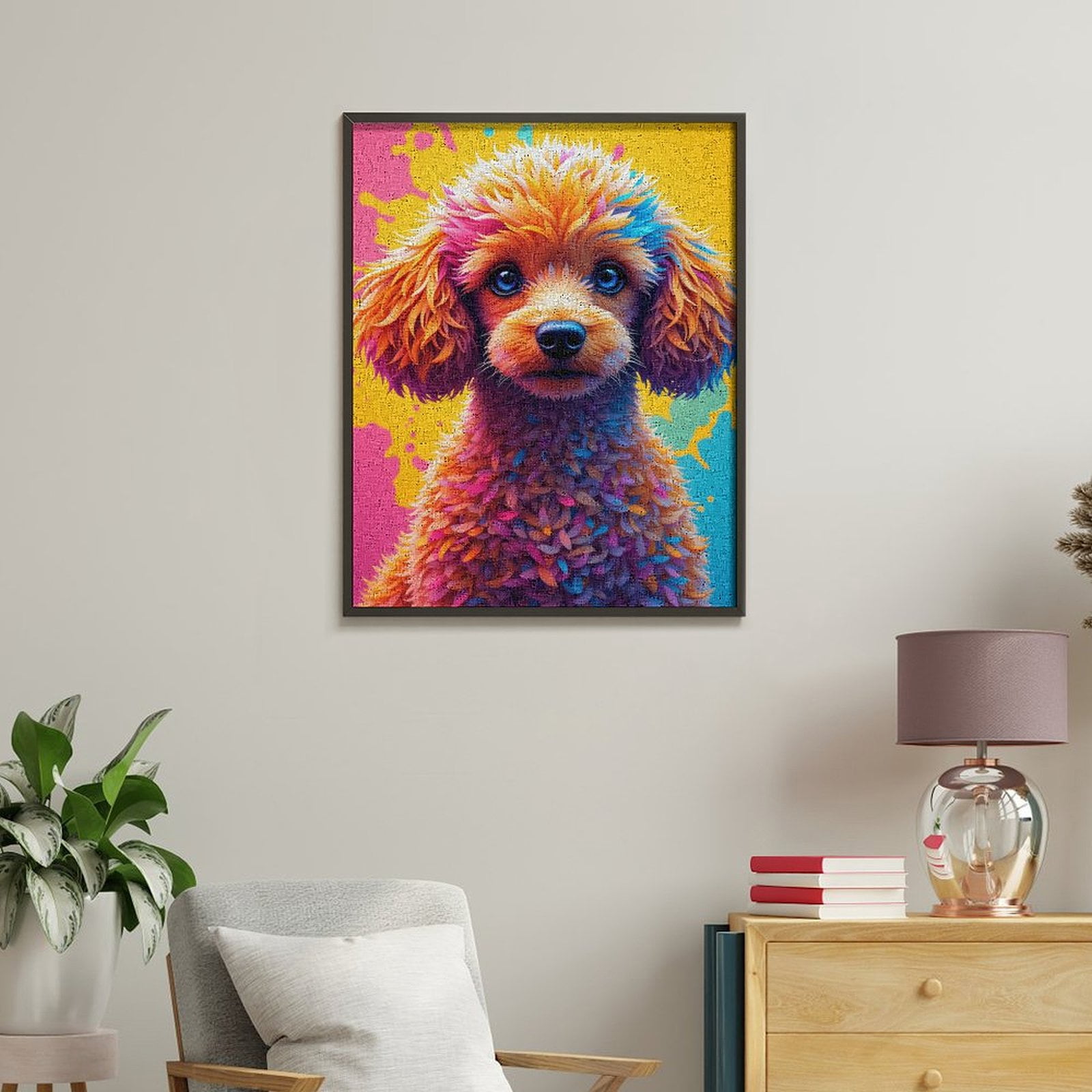 Paint By Numbers Kit for Adults Beginner - DIY Colorful Dog Vibrant Art Design Canvas Painting Kits for Adults, Frameless Paint By Number for Adults for Home Wall Decor 16x20 Inch