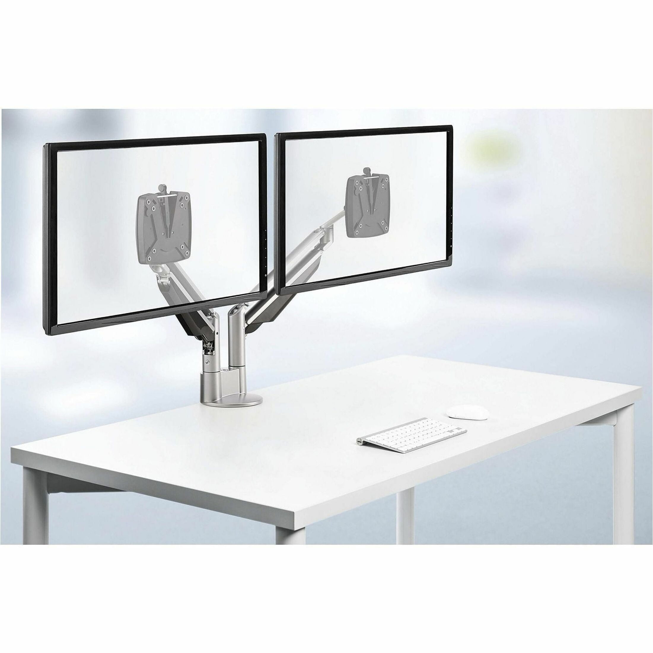 Novus CLU Duo Monitor Arm Set, Easy Alignment for Side-By-Side Viewing, 3-in-1 Mount, Fast Installation, Silver