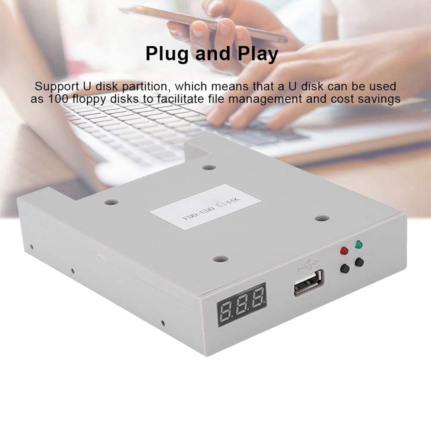 2X FDD-UDD U144K 1.44MB USB SSD Floppy Drive Emulator for Industrial Controllers,2 x USB Emulator 2 x CD-R 2 x Screw Kit,Gray-white