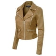 thumbnail image 6 of Made by Olivia Women's Long Sleeve Zipper Closure Moto Biker Faux Leather Jacket, 6 of 7