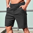 thumbnail image 2 of JTSRKL Men's Flat Front Dress Shorts Solid Zip Fly Button Elastic Waist Stretch Bottoms Quick Dry Business Golf Daily Sports Wear Short Pants Black S, 2 of 8