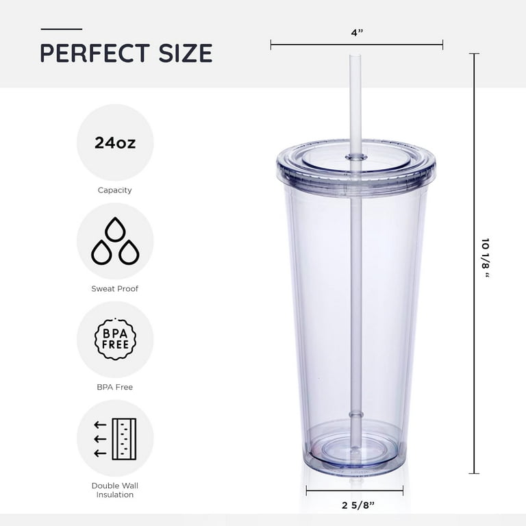 blank plain 24oz 700ml 710ml double wall plastic tumbler cup with straw