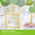 thumbnail image 6 of NCYP Glass Tea Bags Organizer with 3 Slots Compartments, Indoor Counter Top Brass Display Case with Lid, Storage Box, Gold, Decor, Handmade, 8.75x3.6x3.66 Inches (Glass Box Only), 6 of 10