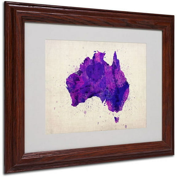Trademark Fine Art "Australia Paint Splashes Map" Framed by Michael Tompsett