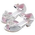 thumbnail image 3 of Rbaofujie Infant Kids Baby Girls Pearl Crystal Bling Bowknot Single Princess Shoes Sandals Sandals For Kids Silver, 3 of 8