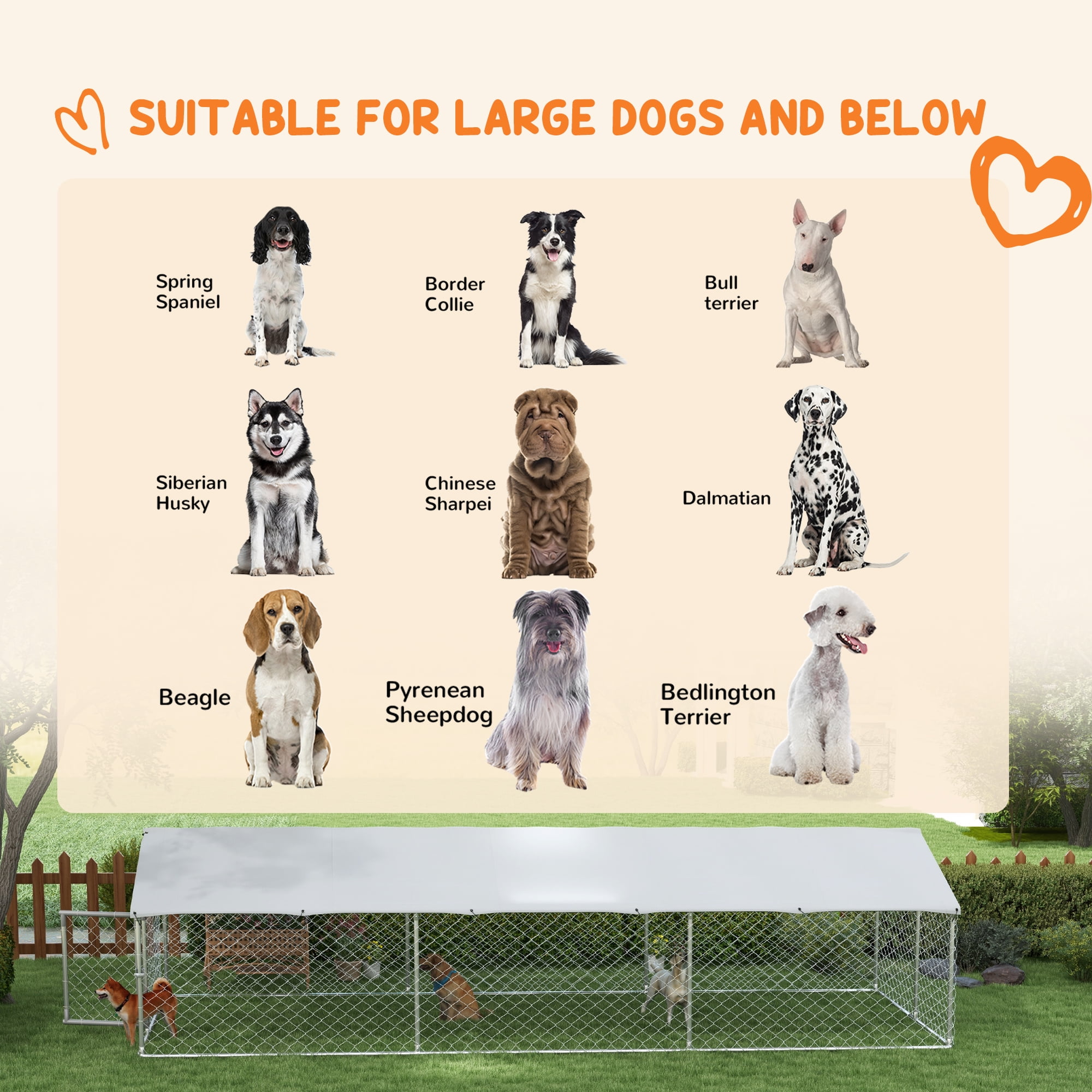PawHut 19.7' x 7.5' x 4.9' Outdoor Dog Kennel W/ Waterproof Roof