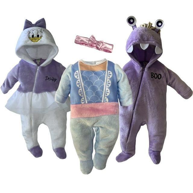 Kit 3 Mamelucos con Gorro Bordado Disney Daisy, Bo Peep, Boo Disney KitB325