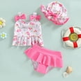 thumbnail image 1 of CAUYDY Baby Swimsuit Girl Toddler Bikini 2 Piece Sets Sleeveless Ruffle Striped Bathing Suit Infant Beach Swimwear for Kid Girls 3-24 Months 1t-7t Summer Swimwear(H09-Pink,3-6 Months), 1 of 5