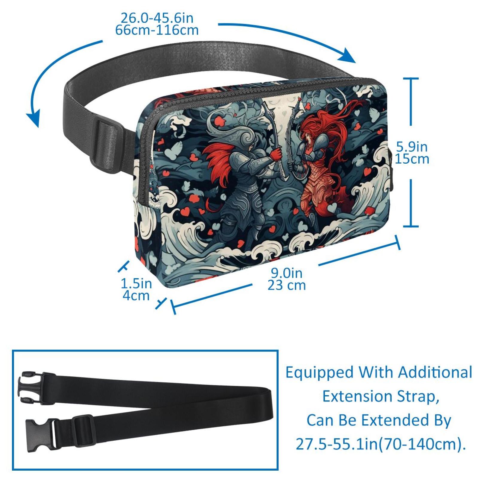 Love Adjustable Lightweight Waist Bag with Extension Strap - Unisex Crossbody Bag Running Belt