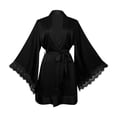 thumbnail image 4 of Silky Robes for Women 3/4 Sleeve Lace Loose Fit Kimono Robe Bride Bridesmaid Wedding Party Robe Sleepwear, 4 of 4