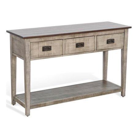 Pemberly Row Solid Wood Traditional Two Tone Grey Wood Sofa Table