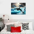 thumbnail image 4 of GOSMITH  Dolphins Wall Art Jumping Dolphin Canvas Pictures Black White Seascape Prints Blue Waves Painting for Living Room Home, 4 of 4