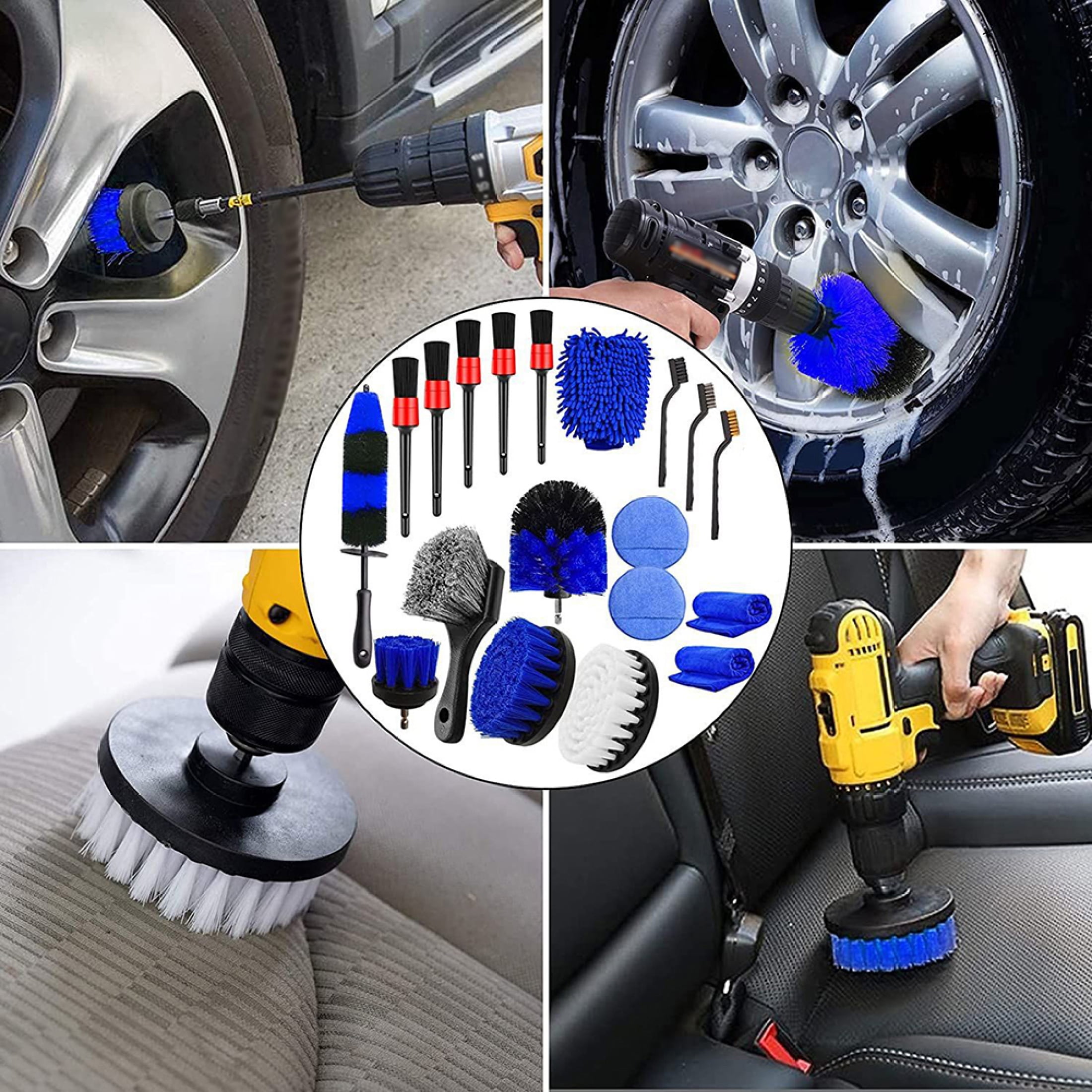 MoreChioce 20Pcs Car Detailing Brush Set Auto Wheel Tire Brushes Set for  Cleaning Wheels Interior Exterior Dashboard Leather Air Vents