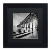 Trademark Fine Art "Pier and Shadows" Canvas Art by Moises Levy Black Matte, Black Frame