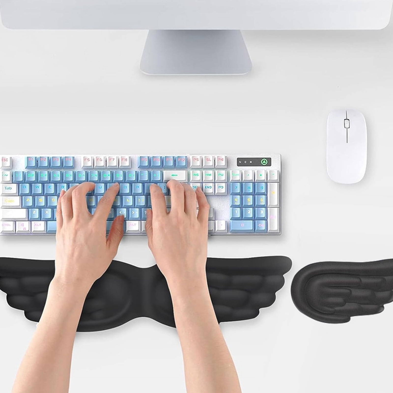 Soft Silicone Ergonomic Keyboards Wrist Rest With Wing Pattern Pad NonSlip Desk Mat For Computer Users