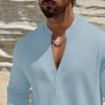 thumbnail image 5 of biudgviw Men's Linen Shirts Casual Button V Neck Long Sleeve Tops Lightweight Loose Vacation Beach T-Shirts Spring Summer Clothes, 5 of 6