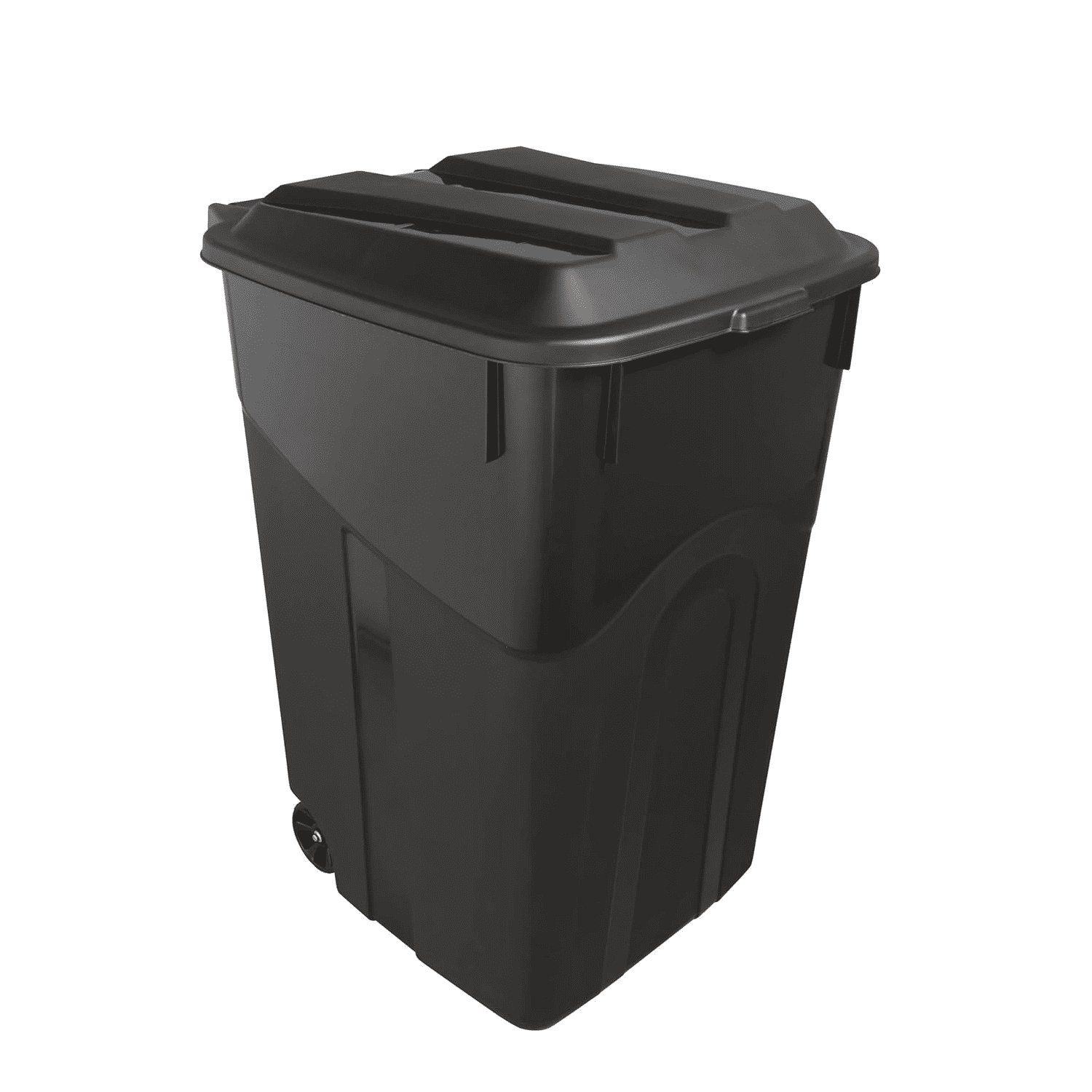 45-Gallon Heavy-Duty Wheeled Garbage Can - Plastic Trash Bin with Attached Lid for Residential, Commercial & Industrial Use - Black