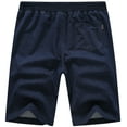 thumbnail image 5 of Tyhengta Mens Shorts Casual Drawstring Zipper Pockets Elastic Waist Cationnavy 29, 5 of 8