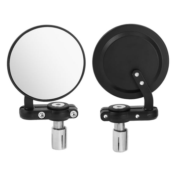 Unique Bargains 1 Set Motorcycle Rear View Mirrors Bar End Side Mirrors Mount Universal Adjustable Aluminum Black M8 Round Shape