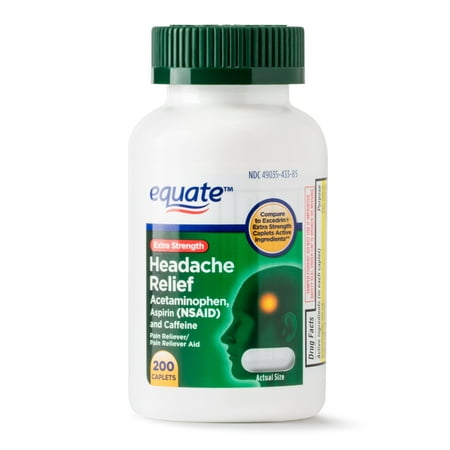 Equate Extra Strength Headache Relief Acetaminophen Caplets, 250 mg, 200