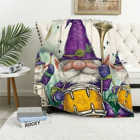 Pratyus Gnomes Hats Drums Flannel Blanket for Bed Couch Sofa All Seasons Comfort Throw Blanket 60x80in