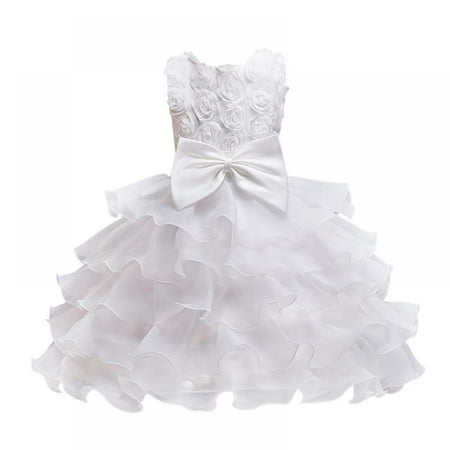 

3-10T Toddler Kids Girl Embroidered Tutu Ball Gown Lace Dresses Toddler Party Bowknot Wedding Dresses
