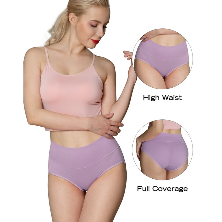 INNERSY Womens Underwear High Waist Cotton Briefs Postpartum Underwear 5-  Pack (S, Bright Summer) 