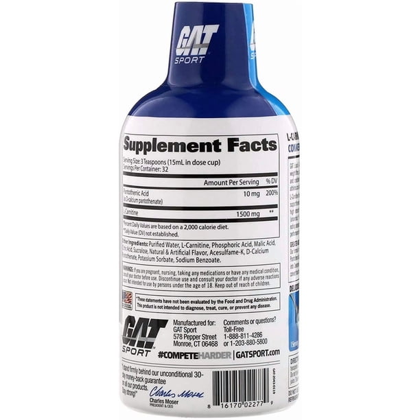 Suplemento Líquido de L-Carnitina GAT SPORT 1500 mg 480 ml Sandía