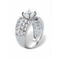 thumbnail image 2 of PalmBeach Jewelry Round Cubic Zirconia Multi-Row Leaf Ring 4.12 TCW in Platinum-plated Sterling Silver, 2 of 5