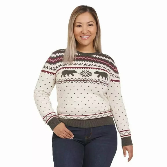 Lands' End Women's Family Holiday Sweater, Cream, Size M
