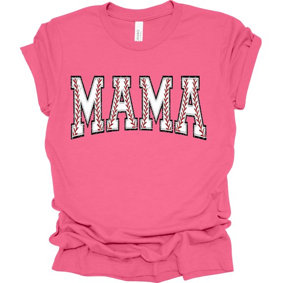 Trenz Shirt Company Baseball Mama Womens Short Sleeve T-shirt-Charity Pink-4X-Large