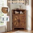 thumbnail image 5 of Giantex Corner Storage Cabinet, 2-Door Sideboard Organizer, Space-Saving Corner Shelf, Brown, 5 of 6