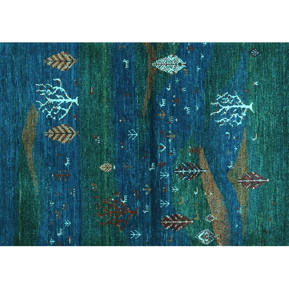 Ahgly Company Indoor Rectangle Abstract Light Blue Contemporary Area Rugs, 5' x 7'