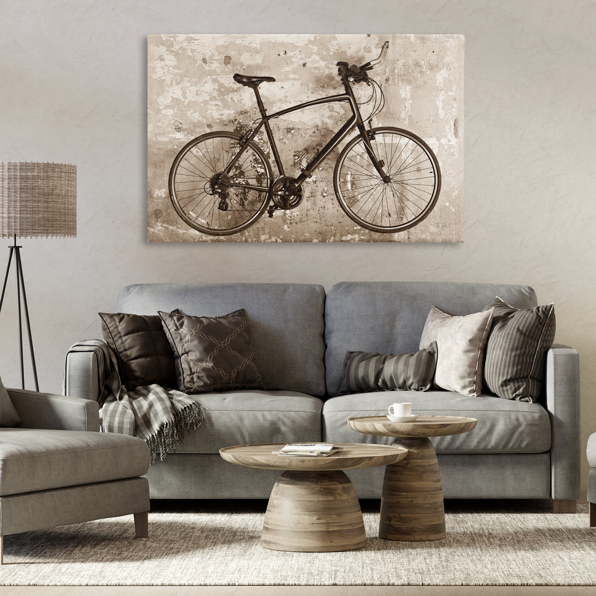 Stupell Industries Distressed Vintage Bike Transportation Painting Wrapped Canvas Art Print Wall Art, 45 x 30