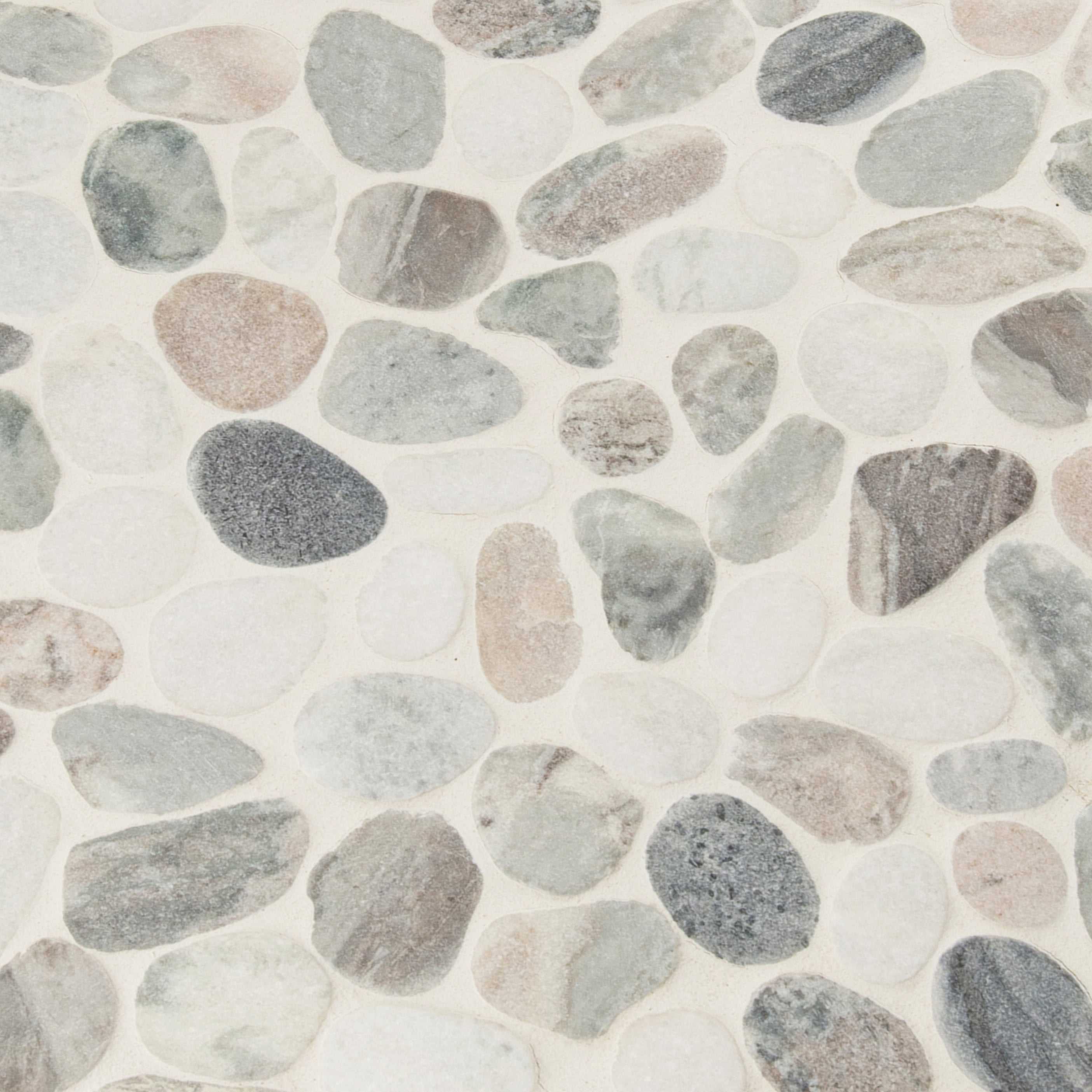 MSI Puebla Greige Pebble 11.42 in. x 11.42 in. x 10mm Polished Marble Mesh-Mounted Mosaic Tile (9.1 sq. ft./case)