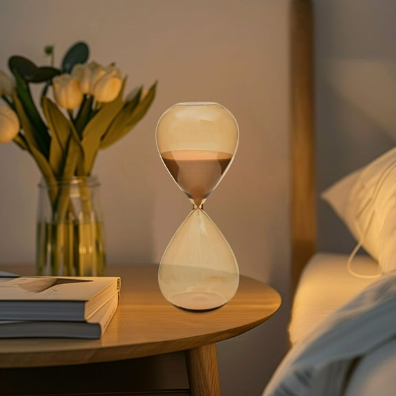 LOVIVER Sand Hourglass Timer Glass Sandglass 15 Minutes Hourglass Decoration Sand Clock for School Office Desk Kids Brown