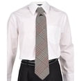 thumbnail image 4 of Cookie’s Adjustable Banded Necktie with Clip Color: white/black/rust *plaid #08* polycotton Size: 14", 4 of 5
