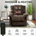 thumbnail image 2 of Bonzy Home Massage Recliner Chair with Heat and Vibration Manual Recliners Fabric Sofa Reclining Chair for Living Room, Brown, 2 of 8