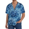 thumbnail image 7 of Lsque Vintage Floral print Men's Cuban Collar Short Sleeve Shirt Summer Beachwear Casual Button Down Fashionable Vacation Leisure Shirt-Large, 7 of 7
