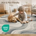 thumbnail image 4 of ODIKA 6'x9' Washable Area Rug Neutral Grey Contemporary Ombre Wave Motif Tones Beige Plush for Queen Size Bedroom, Under Bed, Master Suite, Easy Care, Non-Shedding, 4 of 7