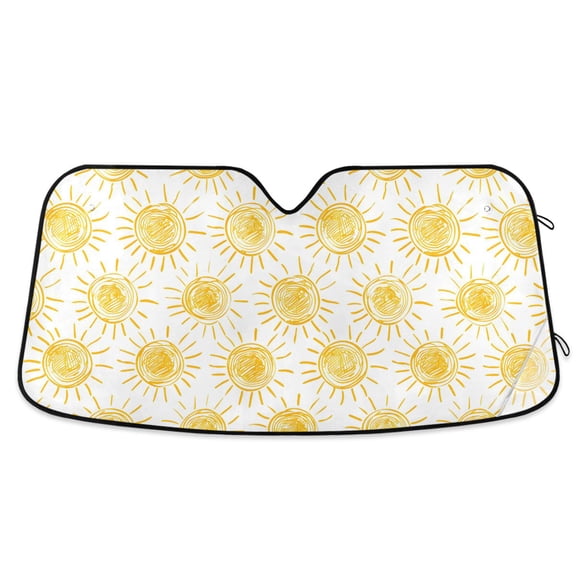 Hand-draw Sun Car Windshield Sun Shade Foldable Car Front Window Visor Heat and UV Protection 53x23.5